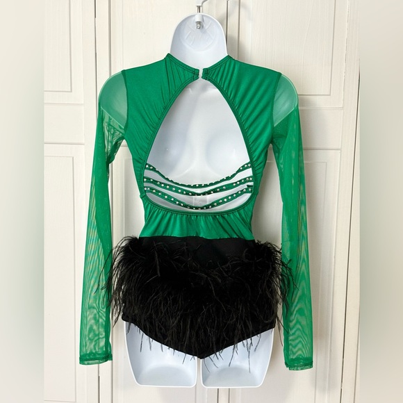 Custom Dance Costume with rhinestones and feathers (size small/medium adult) - Picture 4 of 13